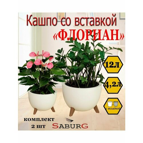 Кашпо для цветов напольное на ножках «Флориан», набор из 2 штук