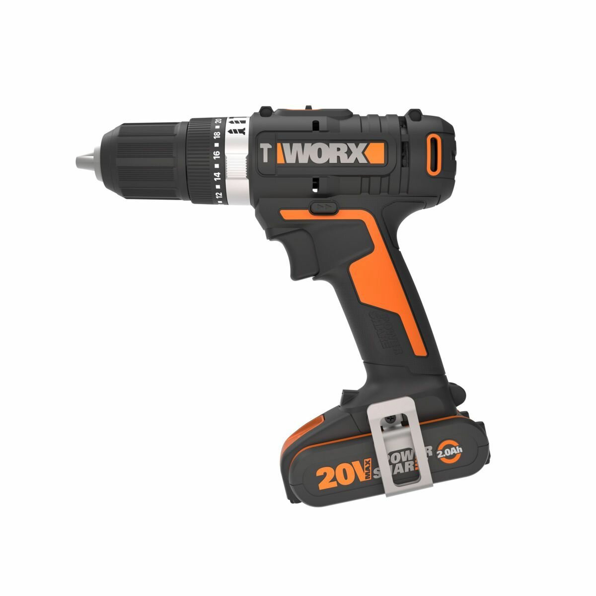 Дрель-шуруповерт ударная аккумуляторная WORX WX370, 50Нм, 20В, 2Ач x1, ЗУ 2А, кейс - фотография № 2