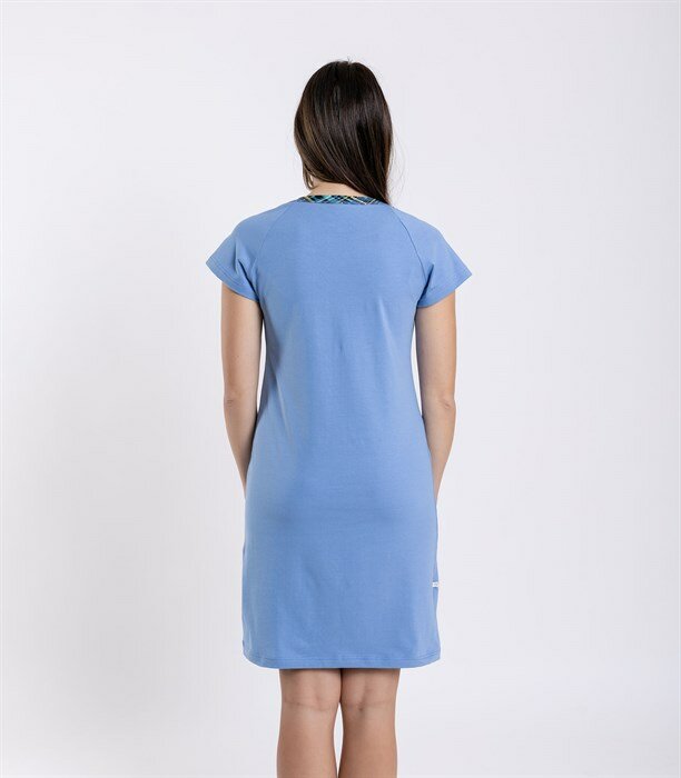 Сорочка SERGE средней длины, короткий рукав, трикотажная, размер 92, синий - фотография № 3