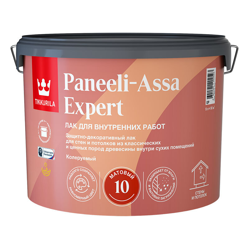 Tikkurila Paneeli Assa Expert EP лак для стен и потолков акриловый, полуматовый (0,9л) - фотография № 5