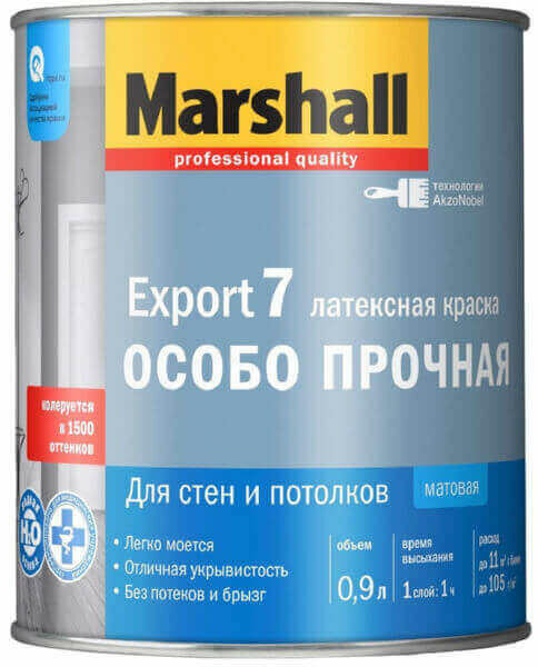 фото Краска латексная marshall export 7 bc 2,5л матовый