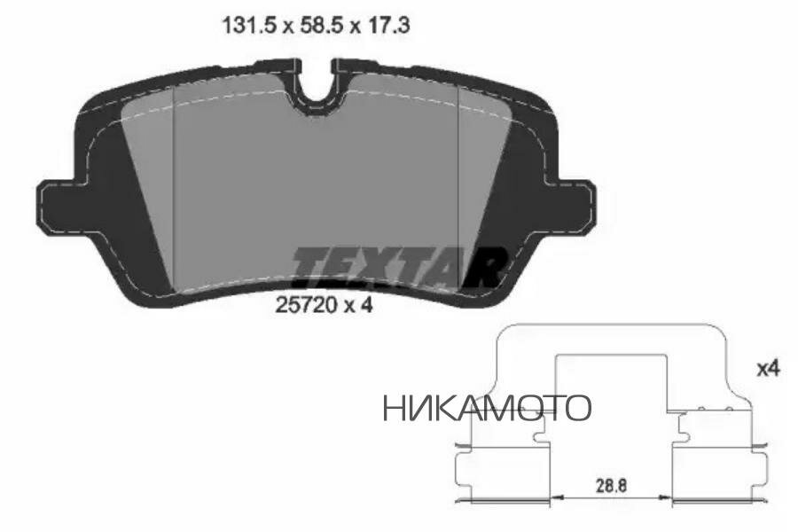 TEXTAR 2572001 Комплект тормозных колодок с противошумной пластиной Q+