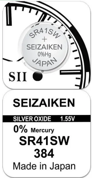 Батарейка SEIZAIKEN 384 (SR41SW) Silver Oxide 1.55V