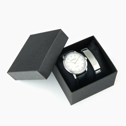 Подарочный набор 2 в 1 "Bolingdun": наручные часы, d=4.6 см, браслет, "Hidde"