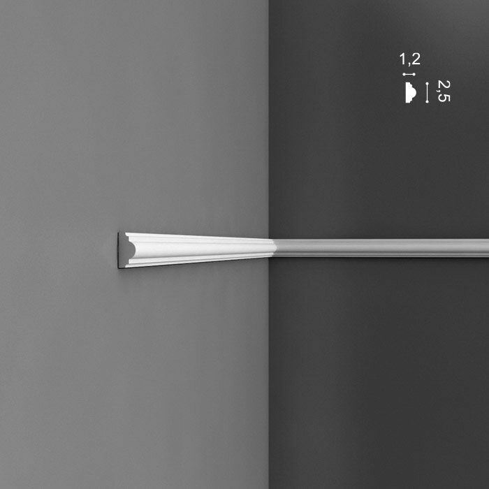 Молдинг Гладкий Orac Decor PX103 Д200хШ1.2хВ2.5 см Лепнина из Дюрополимера / Орак Декор.