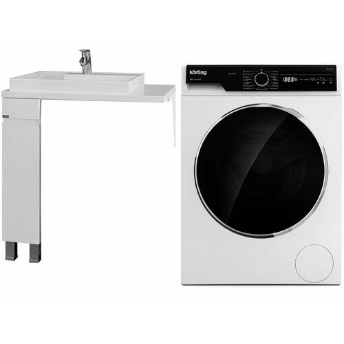Стиральная машина с паром Korting KWM 42LS1267 с раковиной Юпитер 80 левый над стиральной машиной 6924200₽