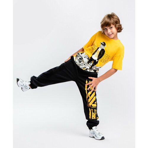 фото Брюки button blue, размер 146, черный