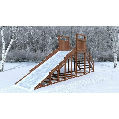 Зимняя деревянная горка CustWood Winter W4 (лестница сзади, скат 4 м)