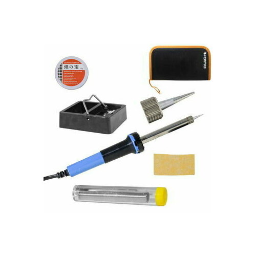 Набор для пайки RUICHI 908D Комплект паяльник 30 Вт подставка держатель припой канифоль 118400₽