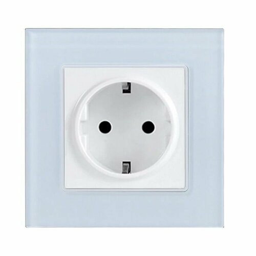 Розетка Белая, рамка из закаленного стекла евро стандарт со шторками 16А 250V