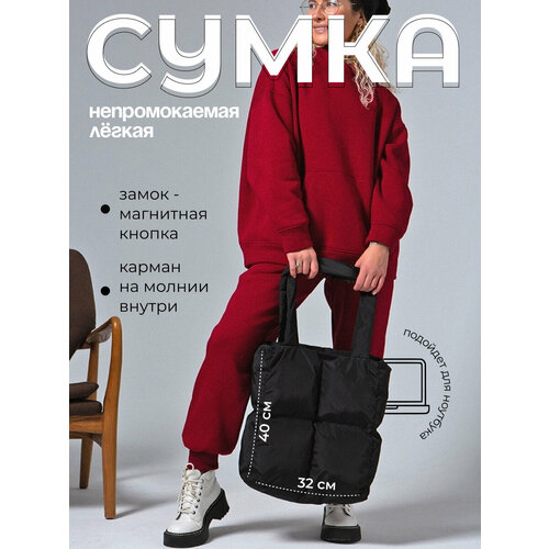 фото Сумка шоппер cattacode store, фактура стеганая, чeрный