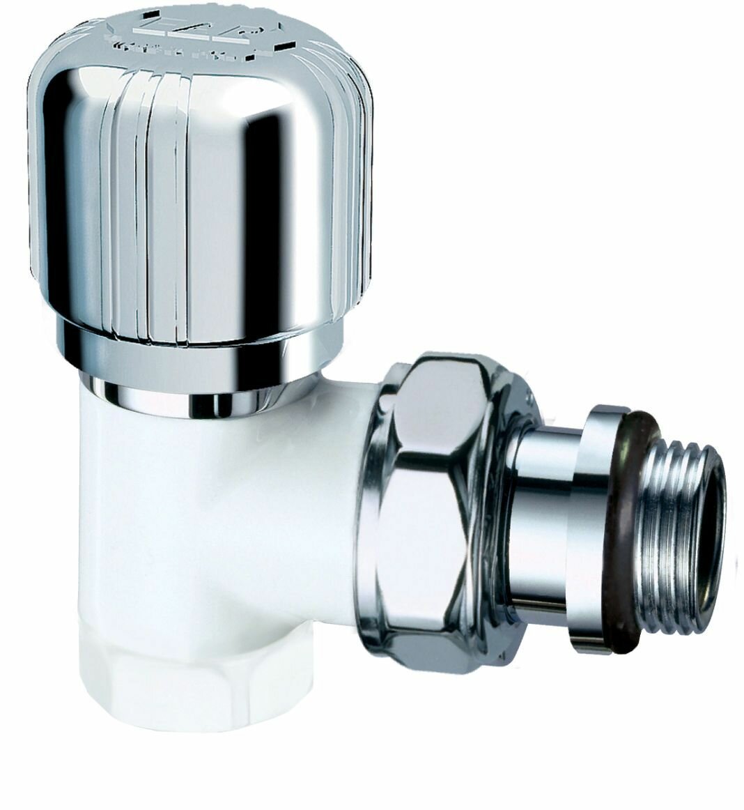 FAR Вентиль термостат. угл. LadyFAR , 1/2" ВР (сереб.-бел. эмаль), EPDM FL 0119 12P