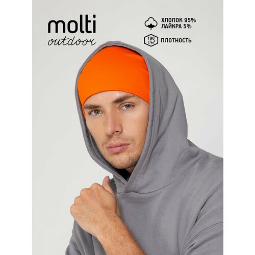 фото Шапка бини molti для мужчин и женщин, размер 56-60, оранжевый