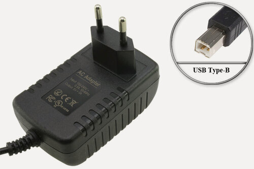Изображение товара Адаптер (блок) питания 5V, 3A, 15W, USB-B (YNQX18T050300VL, YW050V030), встроенная вилка, зарядное устройство для ККМ (Online-кассы) Эвотор