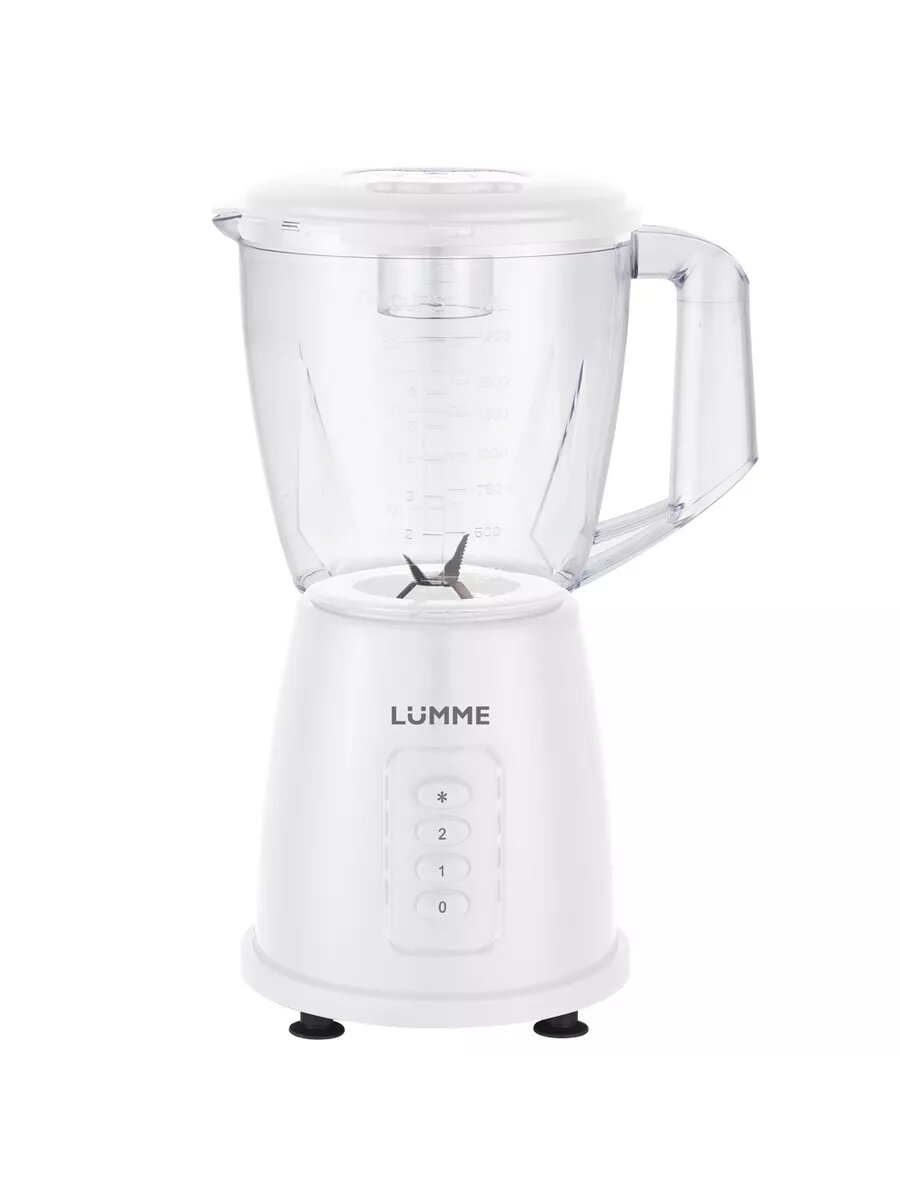 Блендер LUMME LU-KP1891A, стационарный, белый, мощность 1500Вт, 2скорости, 1.8л