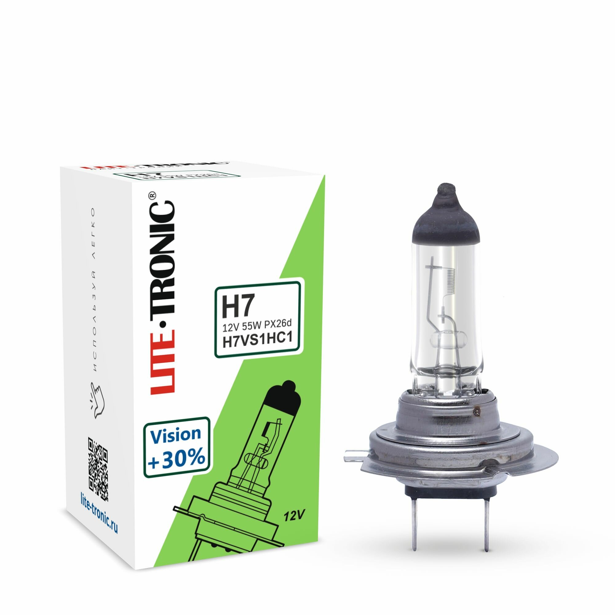 Галогенная лампа головного света H7 Lite-Tronic Vision+30% 12V 55W