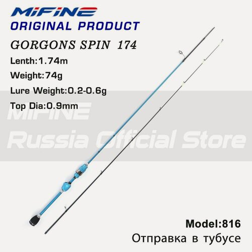 Изображение товара Штекерный спиннинг MIFINE GORGONS SPIN 1.74м (0.2-0.6гр), рыболовный, удилище для рыбалки