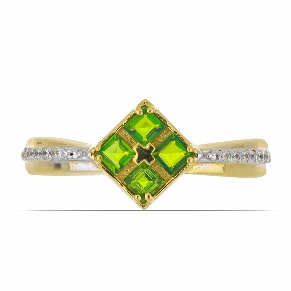 Кольцо, серебро, 925 проба, циркон, хромдиопсид