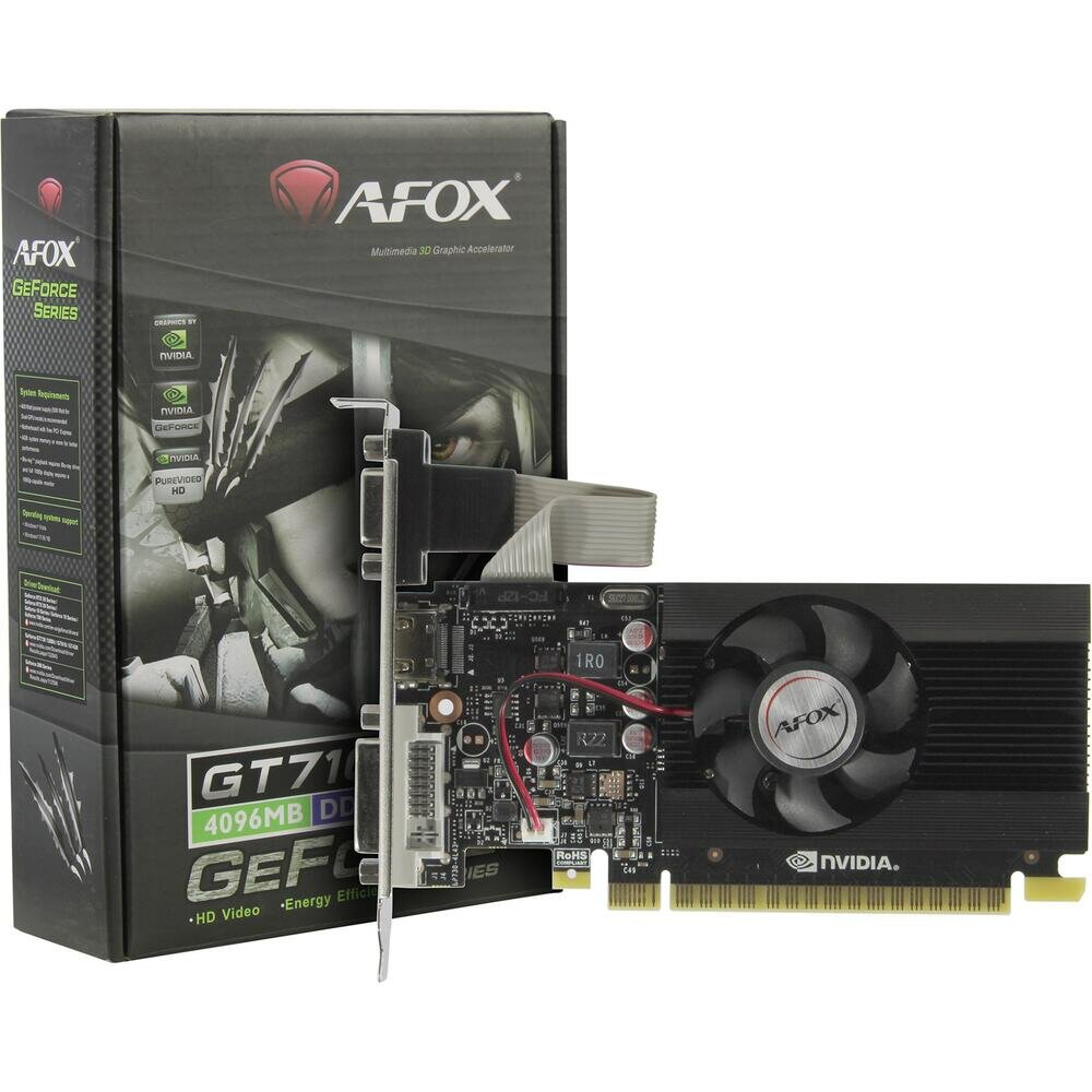 AFOX NVIDIA GeForce GT 710 AF710-4096D3L7-V1 4ГБ GDDR3, Ret