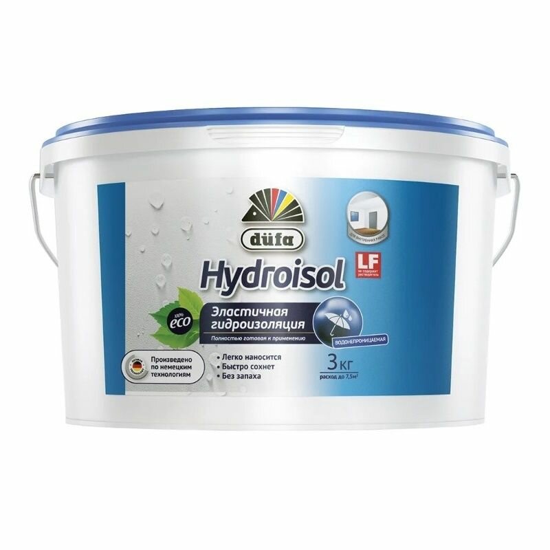Гидроизоляция эластичная Dufa Hydroisol голубая (3кг)