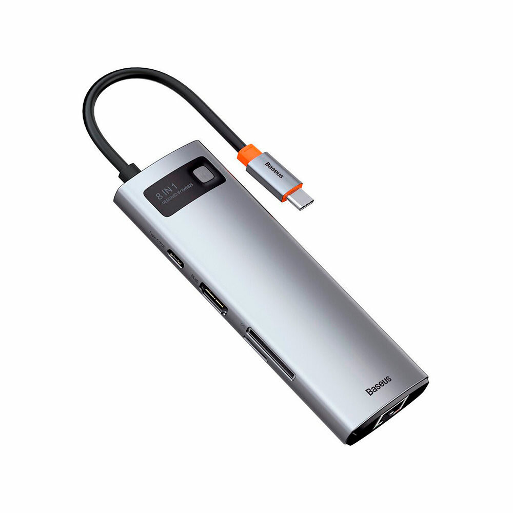 Хаб Baseus Metal Gleam Series 8-in-1 Type-C HUB Docking Station, серебро — фото 1