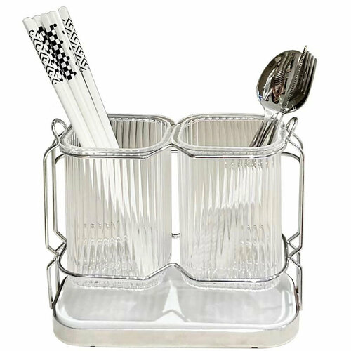 Подставка для столовых приборов Мастер Рио нержавеющая сталь и пластик белая настольная 195х95 см 960₽