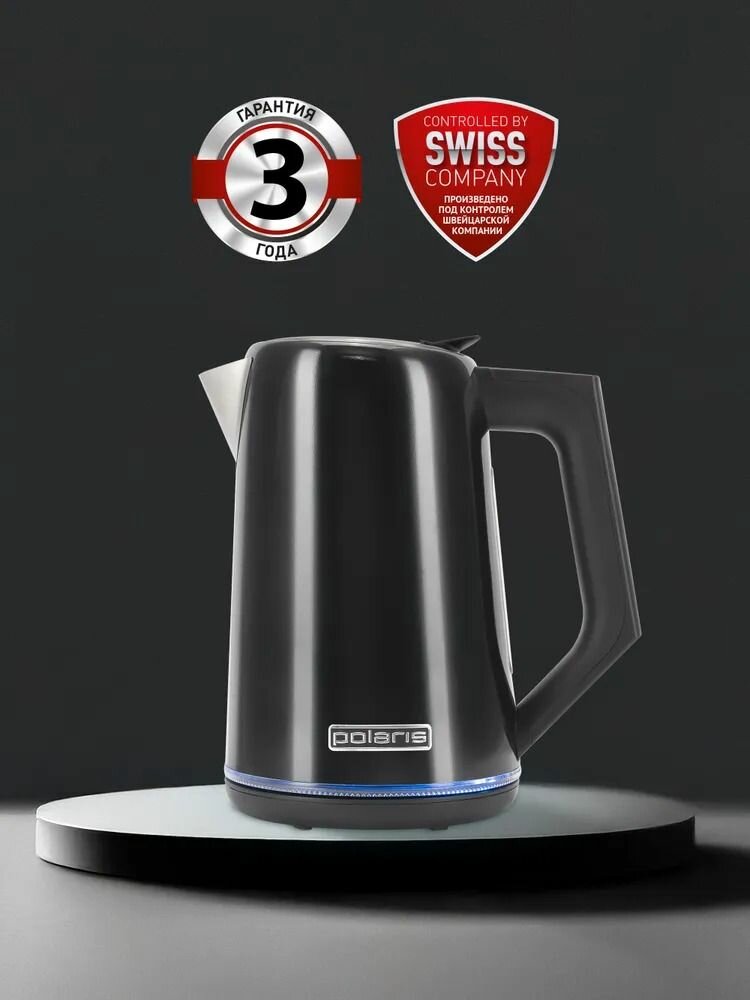 Чайник электрический металлический Polaris PWK 1746 CAD WIFI IQ Home / Черный — фото 1