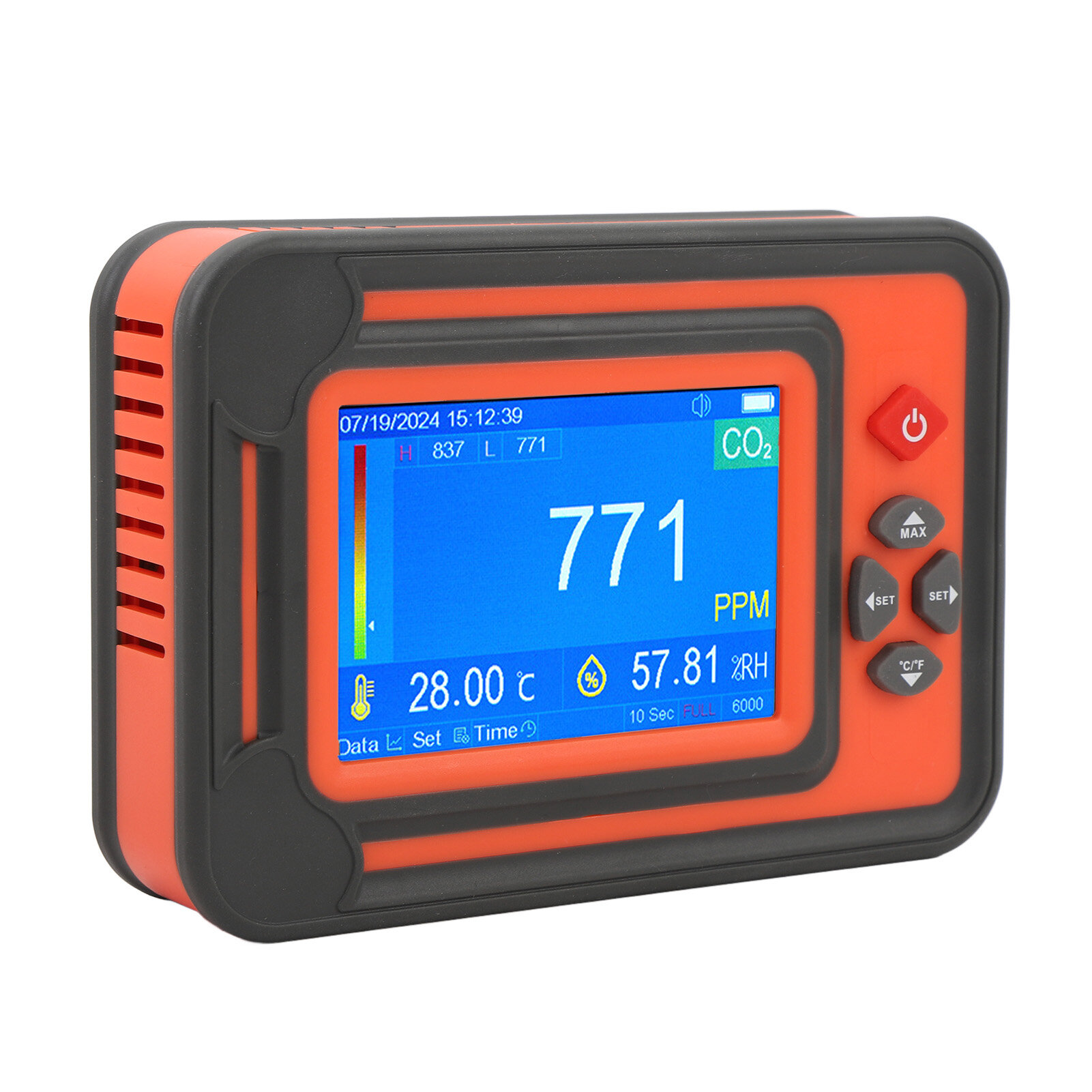 Переносной датчик CO2 с LCD экраном, для indoor растений и офисов, 6000 наборов данных