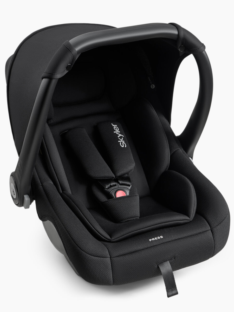 Автолюлька для новорожденных Happy Baby Skyler V2, с анатомическим вкладышем, группа 0+ (0-13 кг), черная