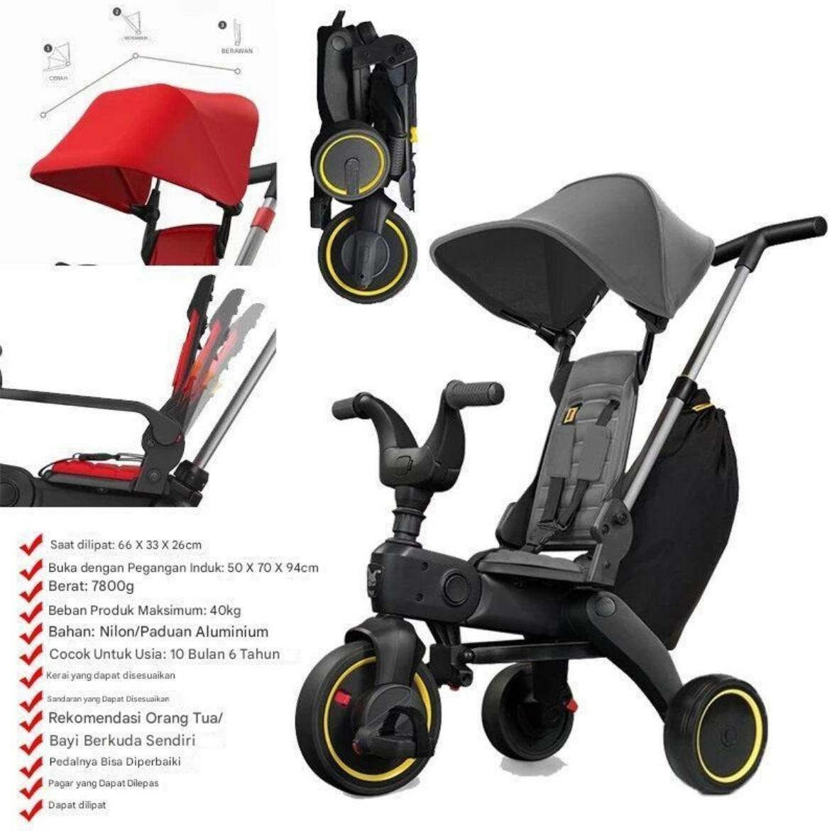 Детский велосипед Baby 1688, трехколесный, EVA шины, телескопическая ручка — фото 1