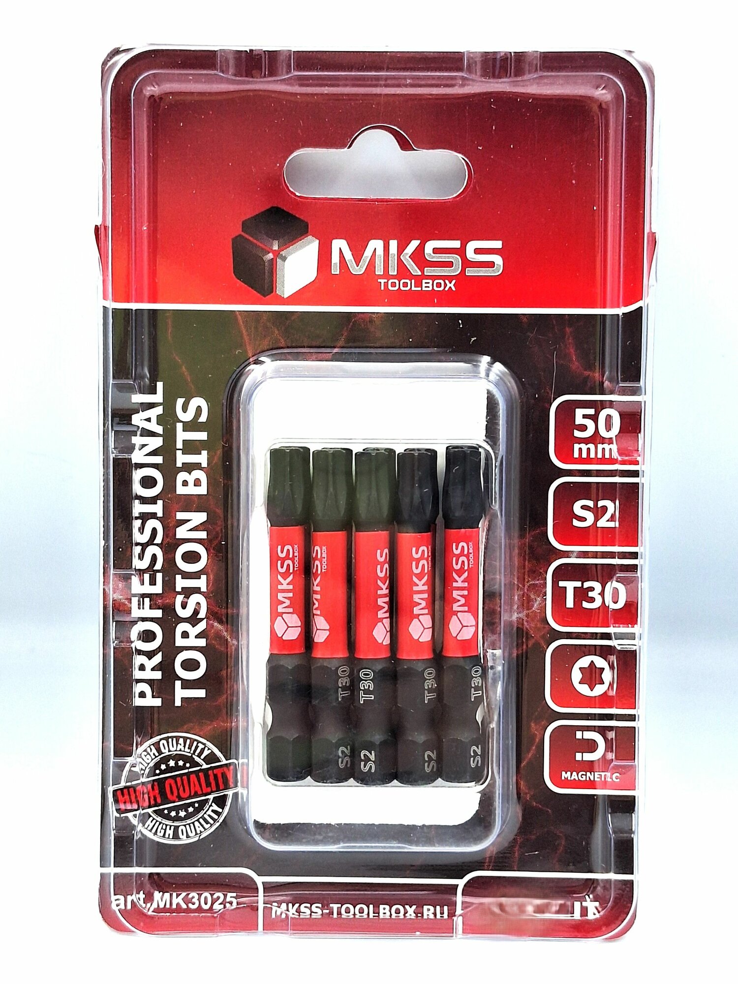 Бита торсионная магнитная T30 x 50 мм набор 5 штук MKSS