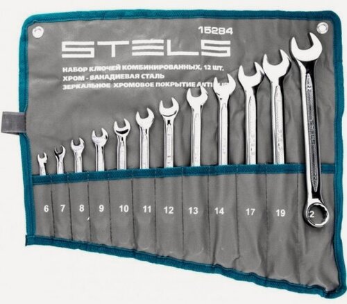 Изображение товара Набор комбинированных ключей Stels Equipment STELS 15284, 12 шт. 6-22 мм антислип