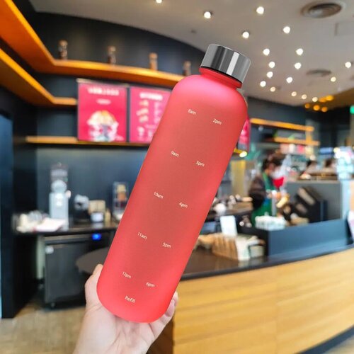фото Бутылка для воды shape, 1000 мл, спортивная бутылка, ударопрочная, с клапаном от проливания, розово-голубая матовая нет бренда