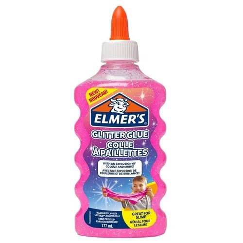 фото Клей для слаймов канцелярский с блестками elmers "glitter glue", 177 мл, розовый, 2077249 elmer's