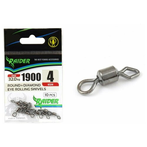 вертлюг carp pro flexi ring swivels 4 Вертлюг RAIDER ROUND AND DIAMOND EYE ROLLING SWIVELS (уп.10шт) №4 (test 32.0кг)