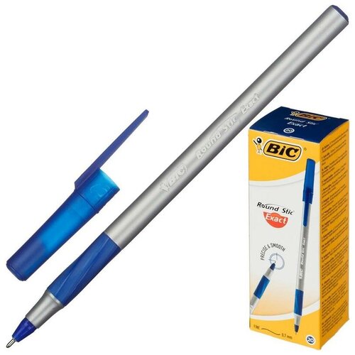 Ручка шариковая одноразовая BIC Round Stic Exact синяя (толщина линии 0.35 мм)