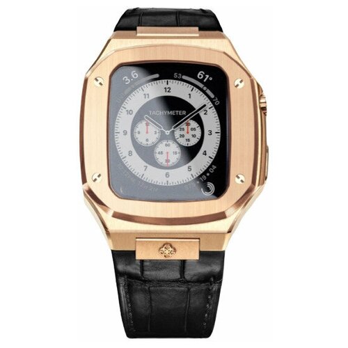 Корпус чехол для часов Apple Watch 4/5/SE/6 диагональю экрана 44 мм из нержавеющей стали с розовой позолотой
