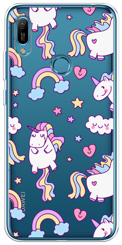 Силиконовый чехол на Huawei Y6 2019 / Хуавей Y6 2019 "Sweet unicorns dreams", прозрачный