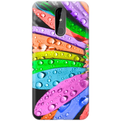 Ультратонкий силиконовый чехол-накладка для Nokia 3.2 с принтом Разноцветные листья в каплях ультратонкий силиконовый чехол накладка для huawei y6p с принтом разноцветные листья в каплях