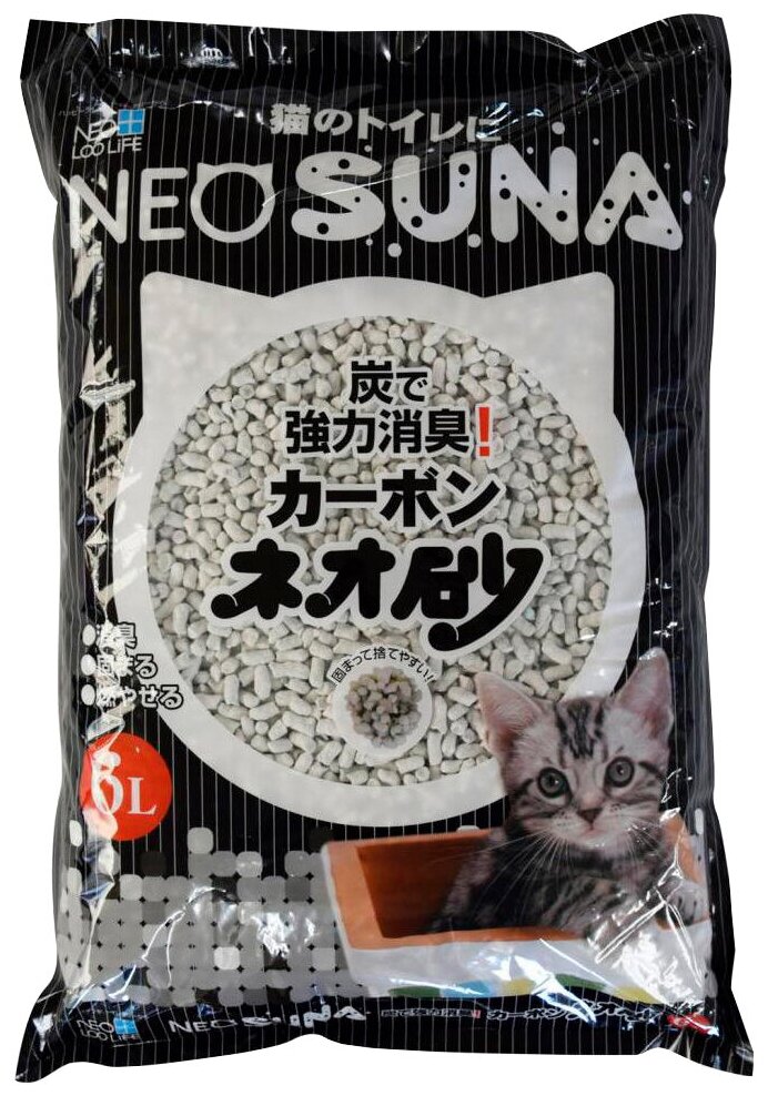 Neo Loo Life Наполнитель для кошачьего туалета объем 6 л, комкующийся, с активированным углем, экологичный состав (несмываемый в канализацию) / Японский наполнитель для кошачьего туалета - фотография № 3