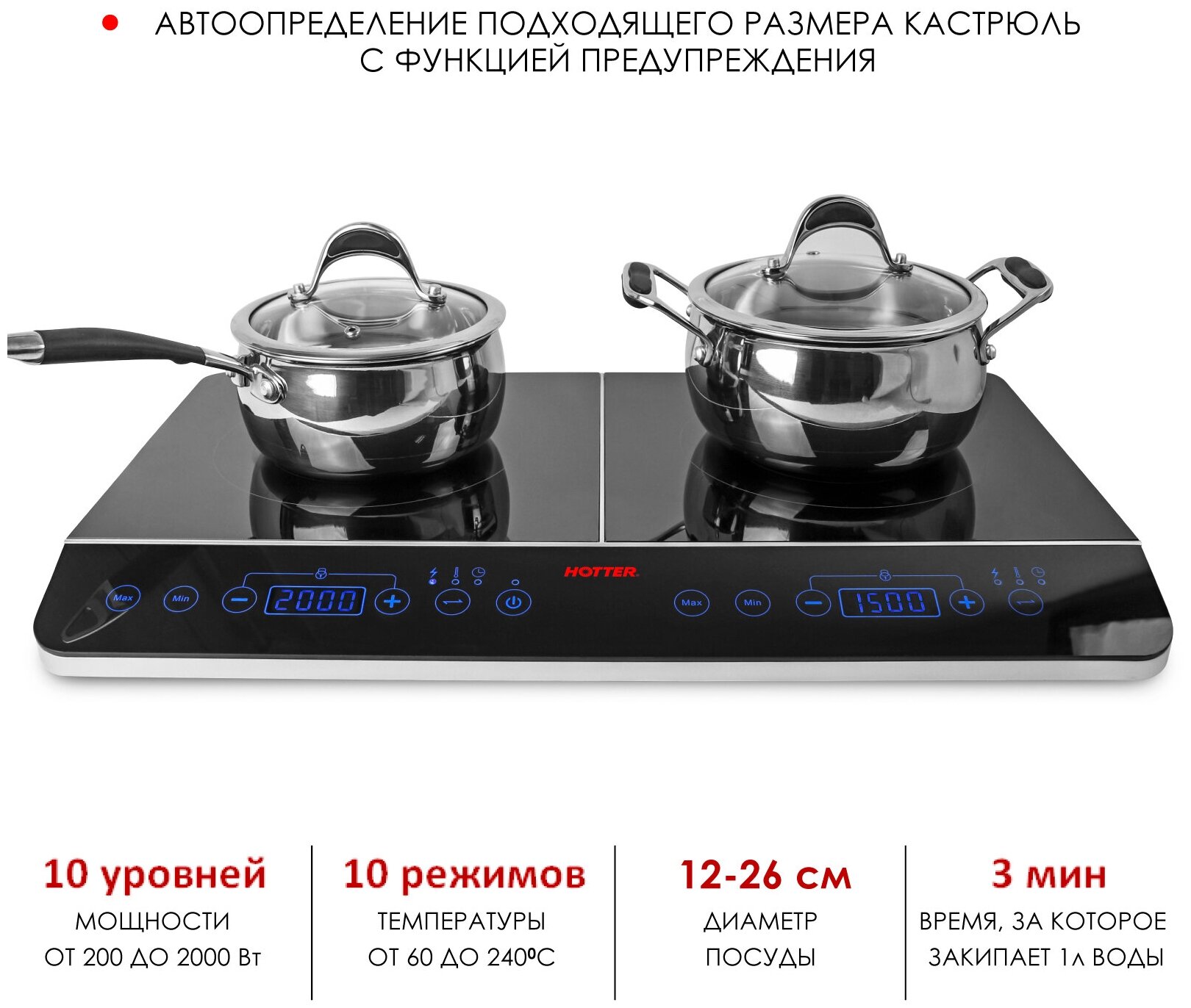 Плитка индукционная HOTTER HX-3505, 2 конфорки