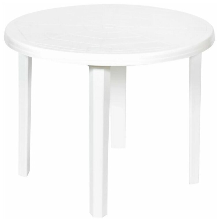 Стол садовый круглый обеденный 91x71x91 см, пластик, цвет белый - фотография № 3
