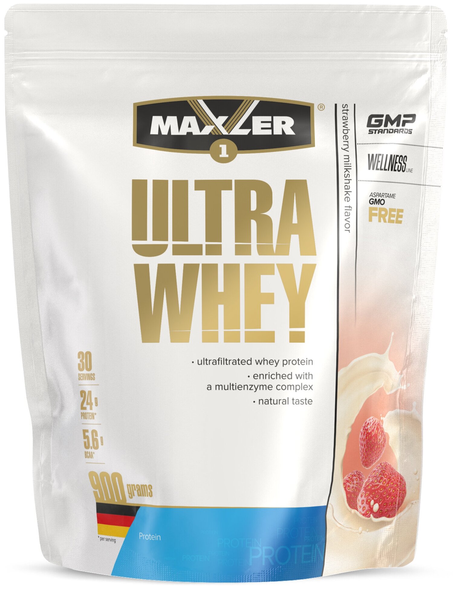 Протеин Maxler Ultra Whey 900 г (клубничный молочный)