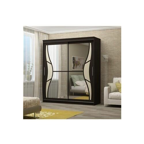 Шкаф-купе Альянс Бабочка, Дуб Венге Цаво, ЛДСП, с полками, ящиками, штангой, зеркалом, для спальни, гостиной, 2000х2200х600, Памир