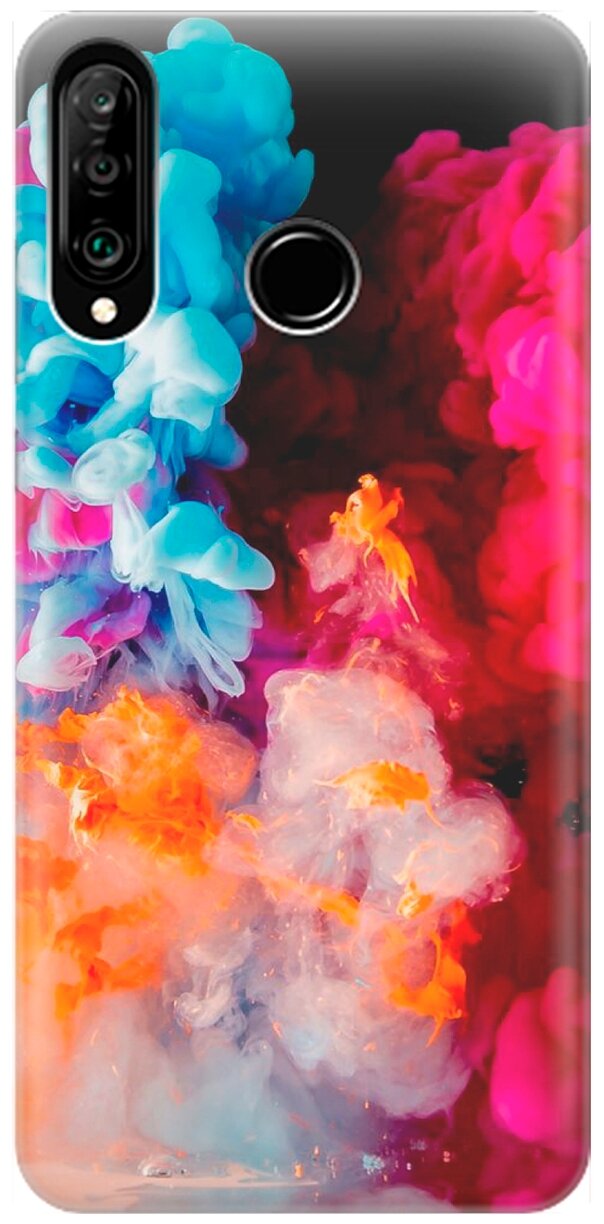 RE:PA Накладка Transparent для Huawei P30 Lite / Honor 20S / Honor 20 Lite с принтом "Разноцветный дым"