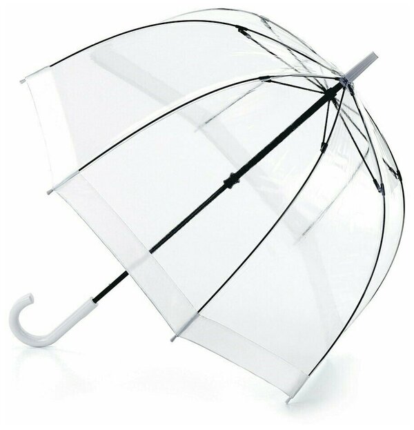 Зонт-трость FULTON, механика, купол 84 см., система «антиветер», прозрачный, для женщин