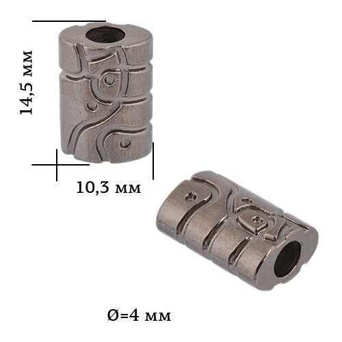 Наконечник для шнура металл TBY OR.6660-0087 (10,3х14,5мм, отв.4мм) цв. черный никель уп. 50шт
