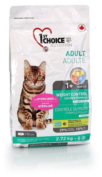 Сухой корм 1st Choice для кастрированных и стерилизованных кошек Контроль веса, 2.72кг - фотография № 17