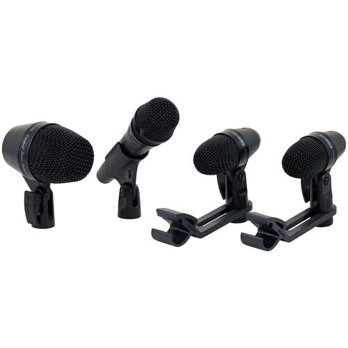 набор микрофонов shure pgadrumkit6 для ударных Shure PGADRUMKIT4, разъем: XLR 3 pin (M), черный, 4 шт