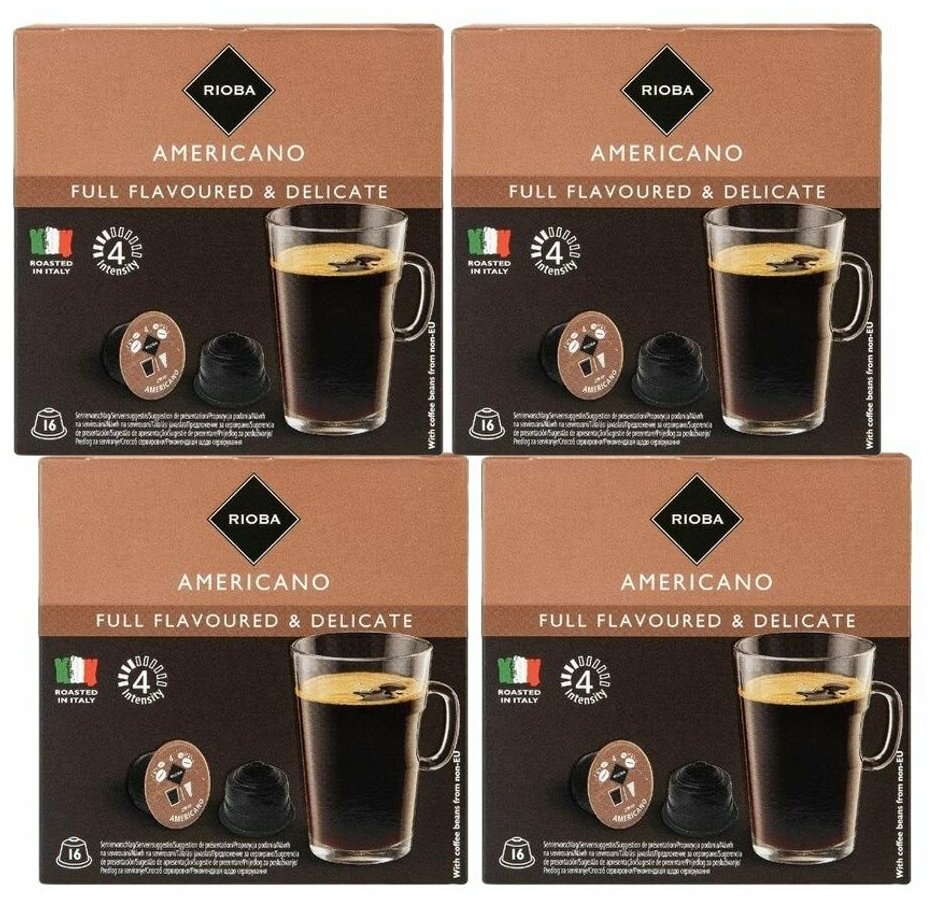 Кофе в капсулах Rioba Americano, Dolce Gusto, 4 упаковки - 64 капсул - фотография № 1